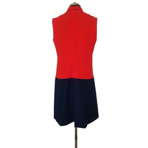 Vtg 70s Ascot Drop Waist Pleated Dress M - Picture 6 of 6